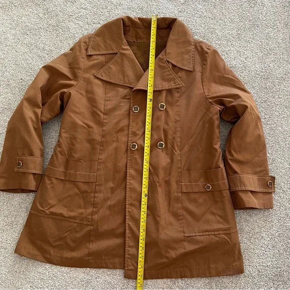 Vintage Sears Button Tan Coat w Removable Lining - Picture 10 of 10
